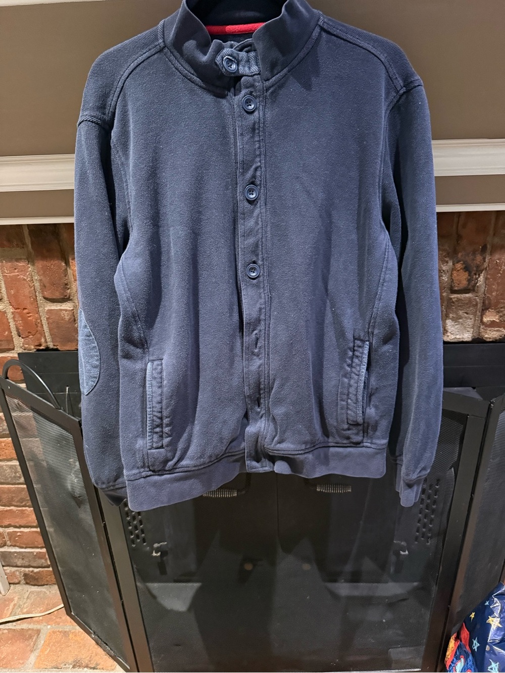 Banana Republic Men's Mock Neck Button Front Fleece Jacket Navy Size L